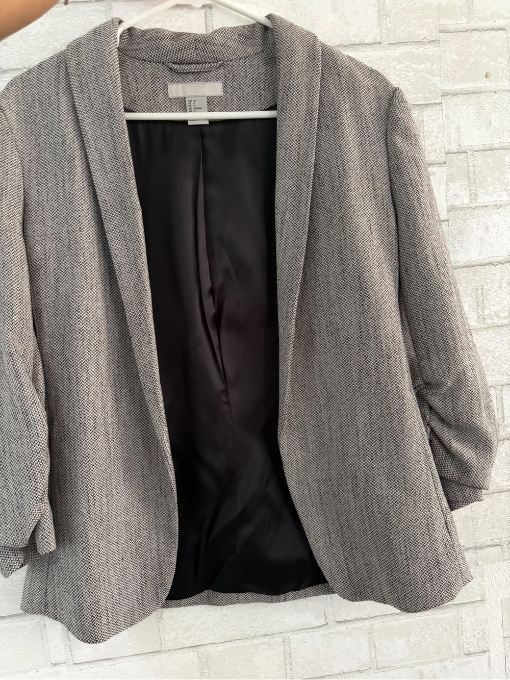 H&M Gray Open-Front Textured Blazer Jacket